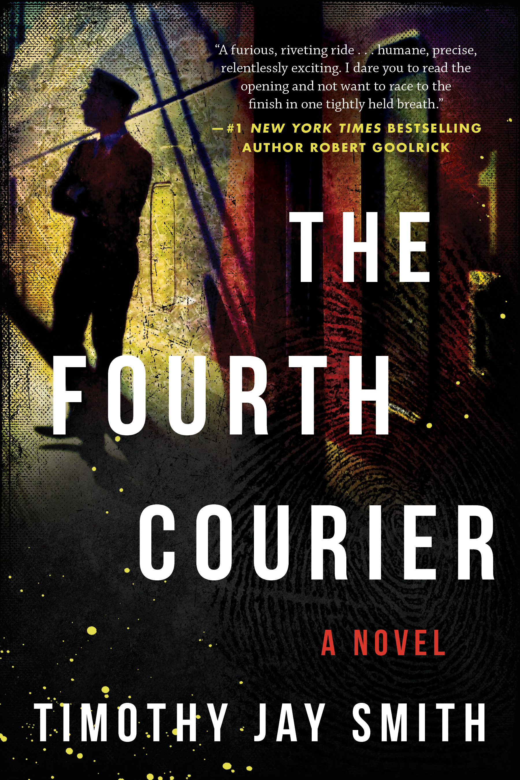 The cover of The Fourth Courier shows a man standing in shadows.