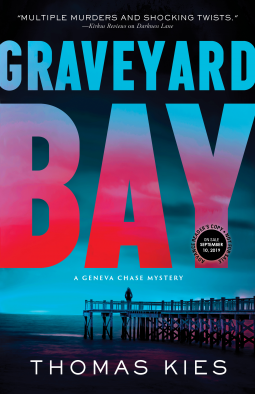 Book cover of Graveyard Bay by Thomas Kies shows title, author, and "A Geneva Chase Mystery." 