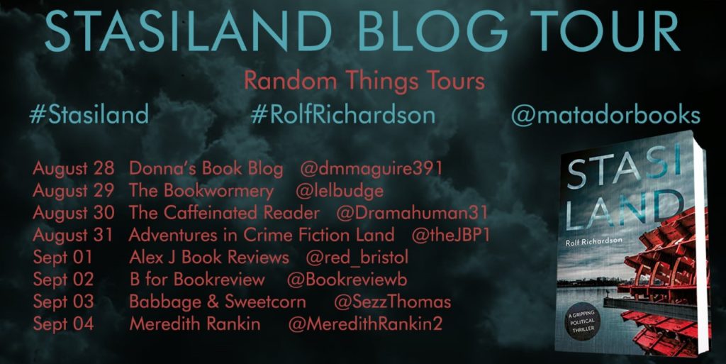 Blog Tour poster for Stasiland by Rolf Richardson shows book cover and other bloggers on tour.