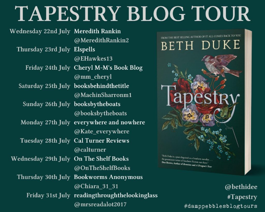 Tapestry by Beth Duke blog tour poster. #damppebblesblogtours #Tapestry @bethidee