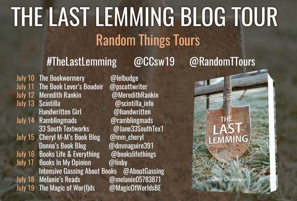 Blog tour poster for The Last Lemming by Chris Chalmers 