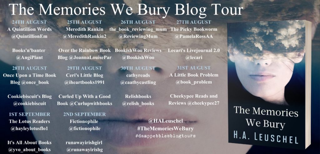 blog tour banner for The Memories We Bury by H.A. Leuschel 