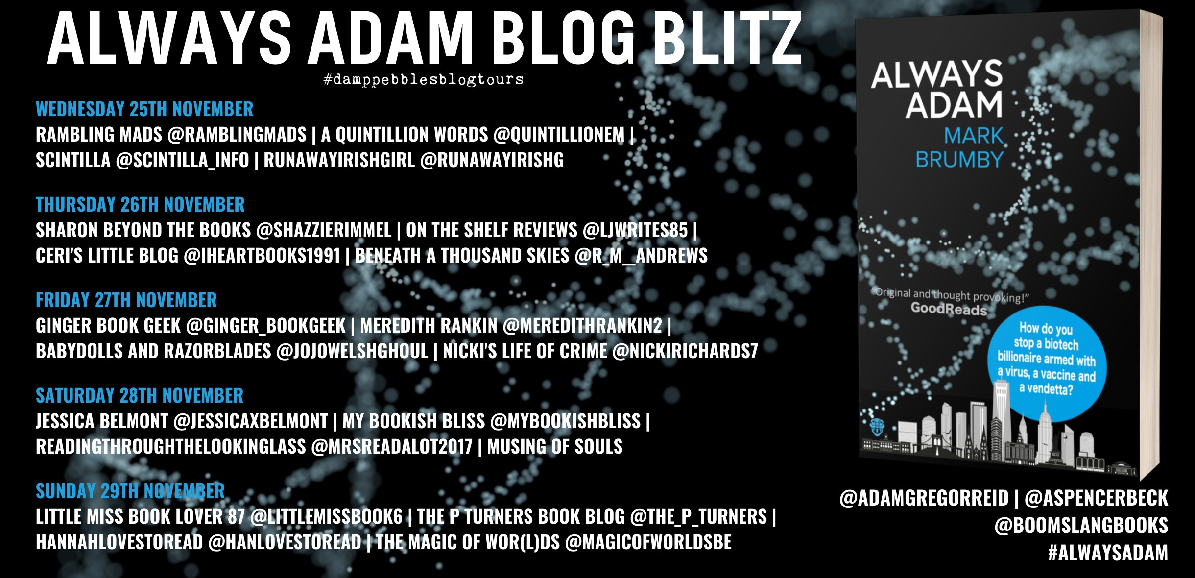 Blog tour poster for Always Adam by Mark Brumby
